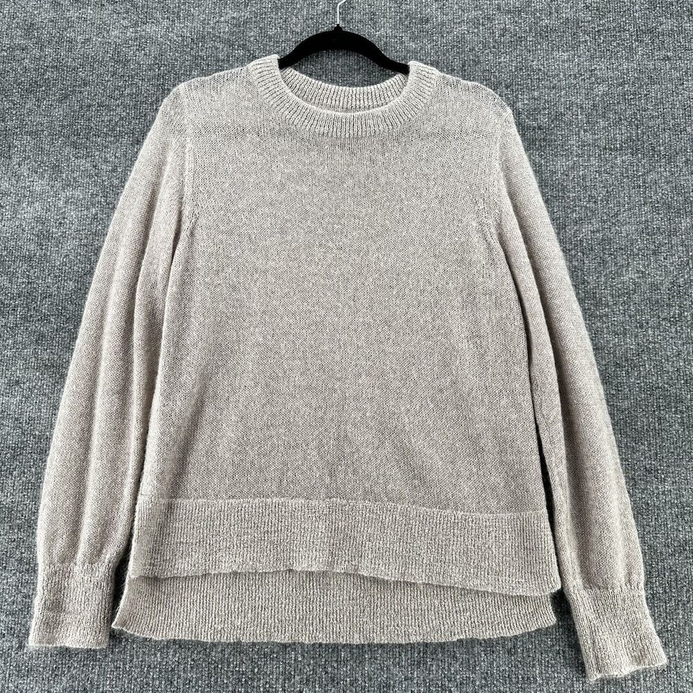 All saints Sweater Womens Medium Open Knit‎ Side Slits Taupe Mohair Blend